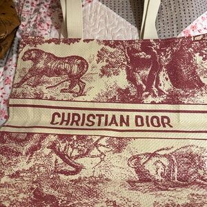Dior Beige and Burgundy Tote Bag